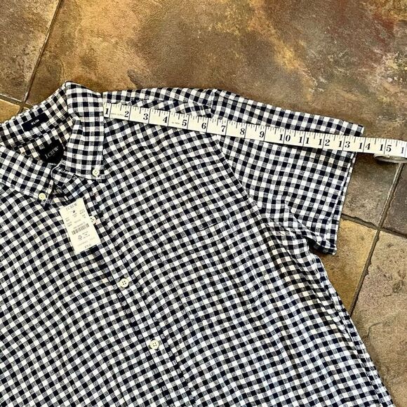NWT J. Crew Plaid Gingham Button Up Slim Fit Short Sleeved Shirt Medium - Picture 4 of 10